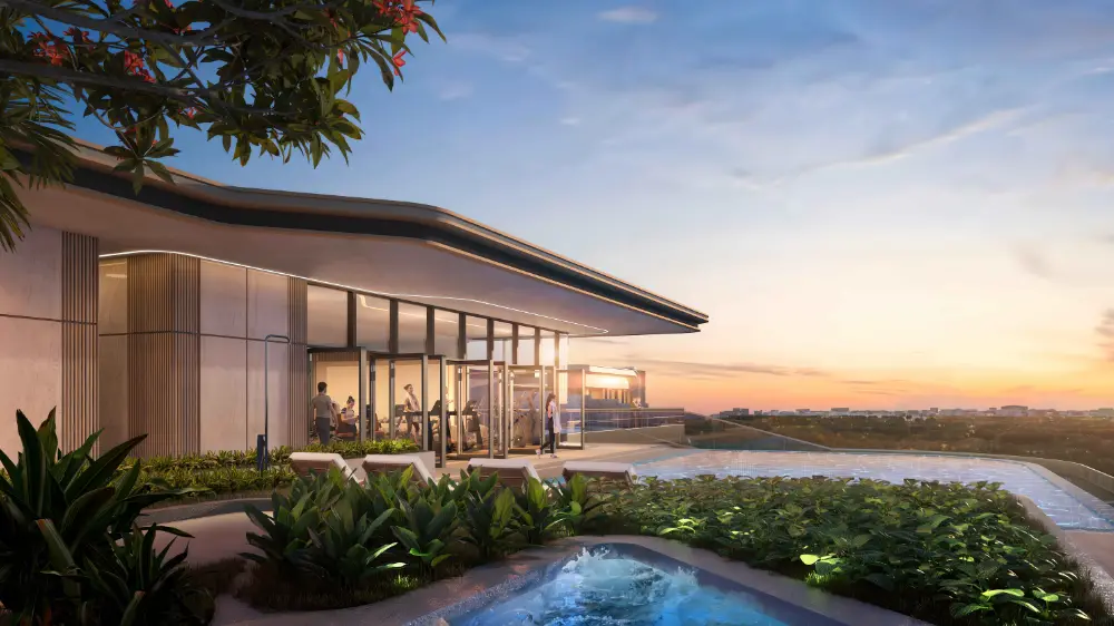Rooftop infinity pool at sunset